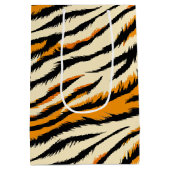 Black and Brown Tiger Stripes Pattern Mittlere Geschenktüte (Rückseite)