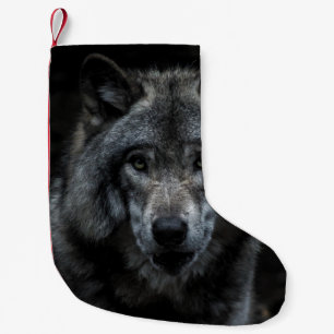BLACK AND BROWN WOLF PAINTING KLEINER WEIHNACHTSSTRUMPF