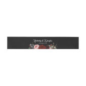 Black and Burgundy Red Florals Wedding Einladungsbanderole (Flach)