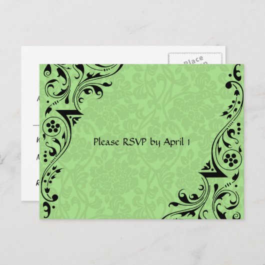 Black and Celadon Lace UAWG Einladungspostkarte (Vorne/Hinten)