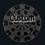 Black And Charcoal Gray Custom Text Dartscheibe<br><div class="desc">Black And Charcoal Gray Cool Customizable Text Dartboard with 6 Brass Darts!</div>