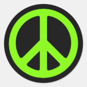Black and Chartreuse Peace Symbol Runder Aufkleber (Vorderseite)