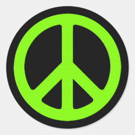 Black and Chartreuse Peace Symbol Runder Aufkleber