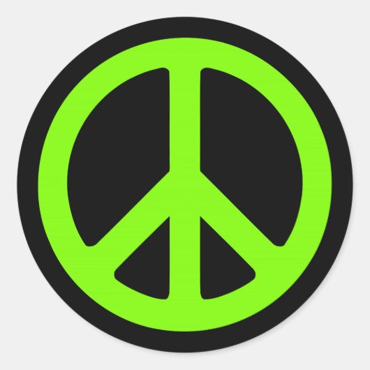 Black and Chartreuse Peace Symbol Runder Aufkleber (Vorderseite)