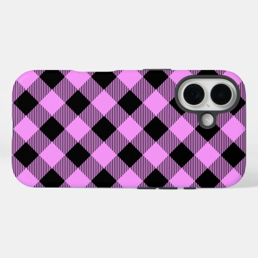 Black and Coral Checked Case-Mate iPhone Hülle (Rückseite (Horizontal))