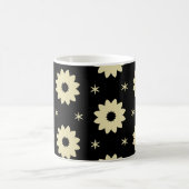 Black and Cream Abstract Floral Coffee Mug Kaffeetasse (Mittel)
