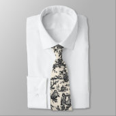 Black and Cream French Toile Neck Tie Krawatte (Gebunden)