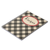 Black and Cream Gingham Recipe Notebook Notizblock (Linke Seite)