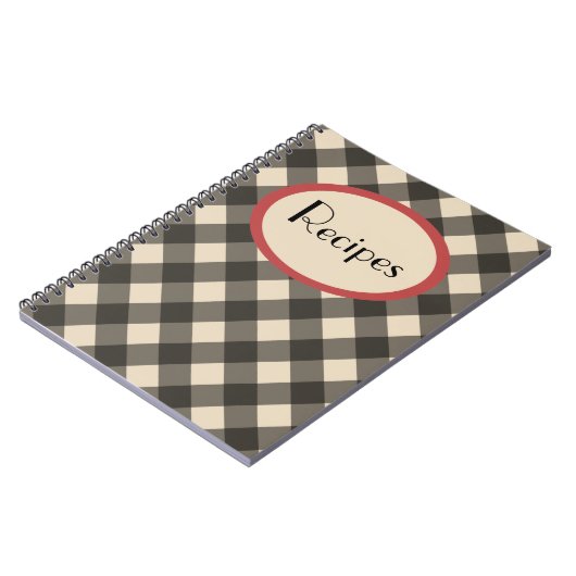 Black and Cream Gingham Recipe Notebook Notizblock (Linke Seite)