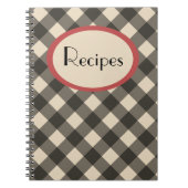 Black and Cream Gingham Recipe Notebook Notizblock (Vorderseite)