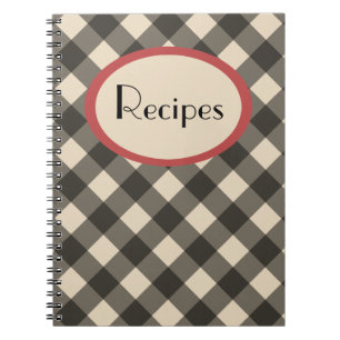 Black and Cream Gingham Recipe Notebook Notizblock