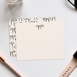 Black and Cream Simple Bow Personal Stationery Mitteilungskarte