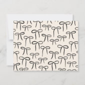 Black and Cream Simple Bow Personal Stationery Mitteilungskarte (Rückseite)