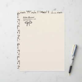 Black and Cream Simple Bows Personal Stationery Briefbogen