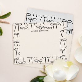 Black and Cream Simple Bows Personal Stationery Mitteilungskarte