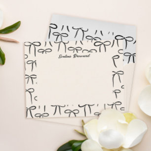 Black and Cream Simple Bows Personal Stationery Mitteilungskarte
