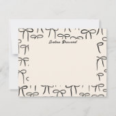 Black and Cream Simple Bows Personal Stationery Mitteilungskarte (Vorderseite)