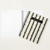 Black and Cream Stripes Fun Simple Elegant Custom Planer (Anzeige)