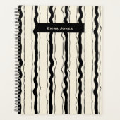 Black and Cream Stripes Fun Simple Elegant Custom Planer (Vorderseite)
