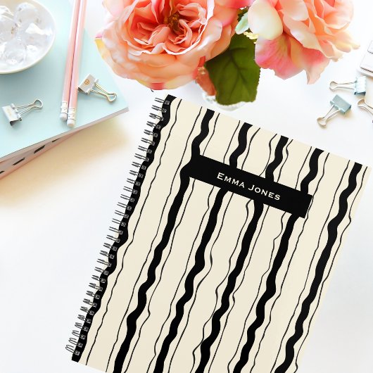 Black and Cream Stripes Fun Simple Elegant Custom Planer