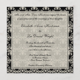 Black and Cream Vintag Damask Lace Wedding Invita Einladung