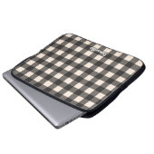 Black and Creme Karo Buffalo Karierter Laptop-Sieb Laptopschutzhülle (Vorne Knopf)