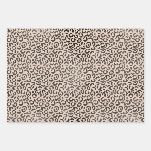 Black and Creme Leopard Print Geschenkpapier Set (Vorderseite)