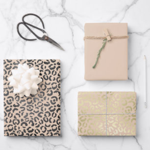 Black and Creme Leopard Print Geschenkpapier Set