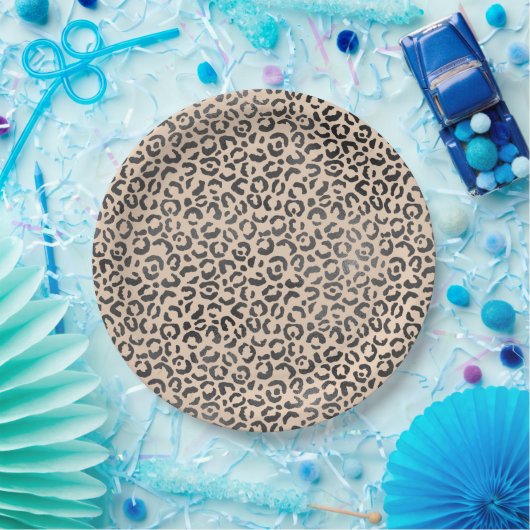 Black and Creme Leopard Print Pappteller (Party)