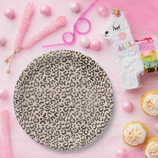 Black and Creme Leopard Print Pappteller (Party)