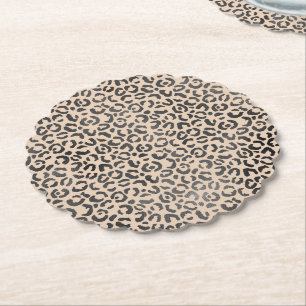 Black and Creme Leopard Print Untersetzer