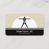 Black and Custom Beige Vitruvian Man Chiropraktor Visitenkarte (Vorderseite)