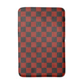 Black and Deep red checkerboard pattern Badematte (Vorderseite Vertikal)