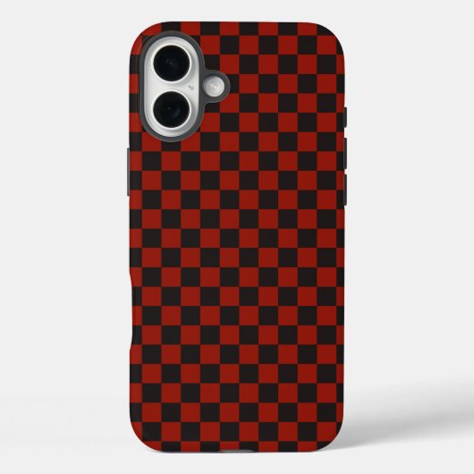 Black and Deep red checkerboard pattern Case-Mate iPhone Hülle (Rückseite)