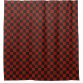 Black and Deep red checkerboard pattern Duschvorhang (Vorderseite)