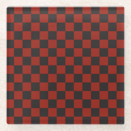 Black and Deep red checkerboard pattern Glasuntersetzer