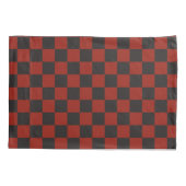 Black and Deep red checkerboard pattern Kissenbezug (Rückseite-Links)