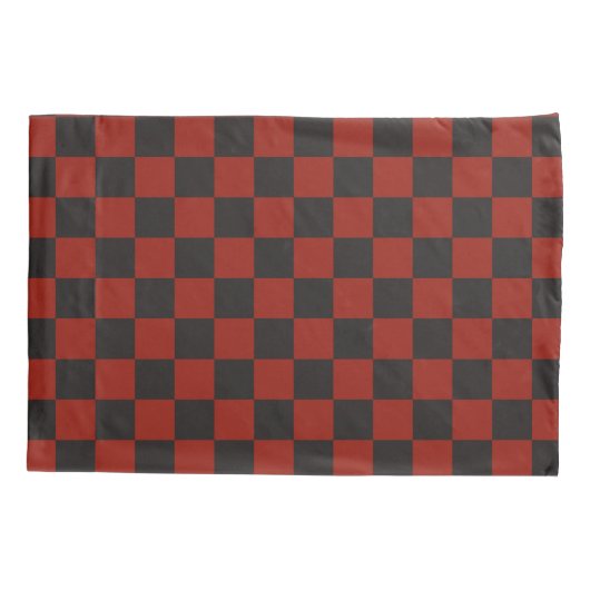 Black and Deep red checkerboard pattern Kissenbezug (Rückseite-Links)