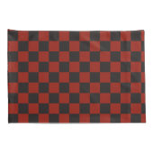 Black and Deep red checkerboard pattern Kissenbezug (Rückseite-Rechts)