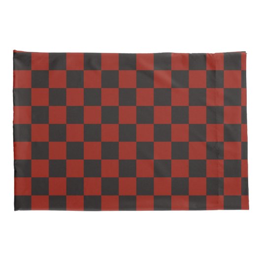 Black and Deep red checkerboard pattern Kissenbezug (Rückseite-Rechts)