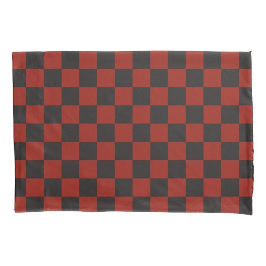 Black and Deep red checkerboard pattern Kissenbezug (Vorderseite-Links)