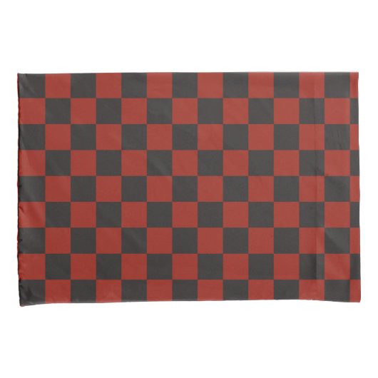 Black and Deep red checkerboard pattern Kissenbezug (Vorderseite-Rechts)