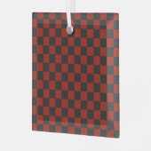 Black and Deep red checkerboard pattern Ornament Aus Glas (Vorderseite links)