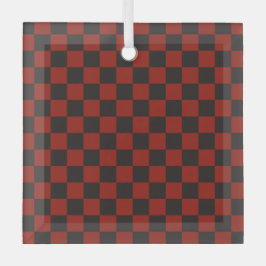Black and Deep red checkerboard pattern Ornament Aus Glas