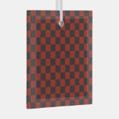 Black and Deep red checkerboard pattern Ornament Aus Glas (Vorderseite Rechts)