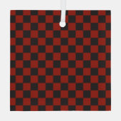 Black and Deep red checkerboard pattern Ornament Aus Glas (Rückseite)
