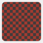 Black and Deep red checkerboard pattern Quadratischer Aufkleber (Vorderseite)