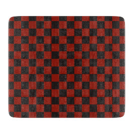 Black and Deep red checkerboard pattern Schneidebrett