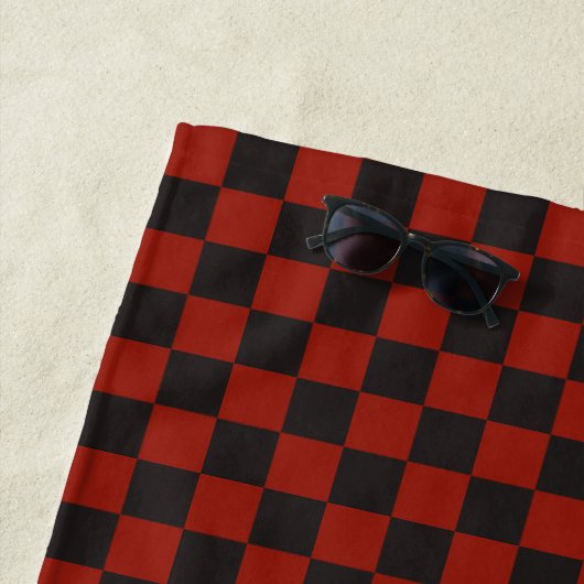 Black and Deep red checkerboard pattern Strandtuch (Beispiel)