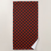 Black and Deep red checkerboard pattern Strandtuch (Vorderseite)